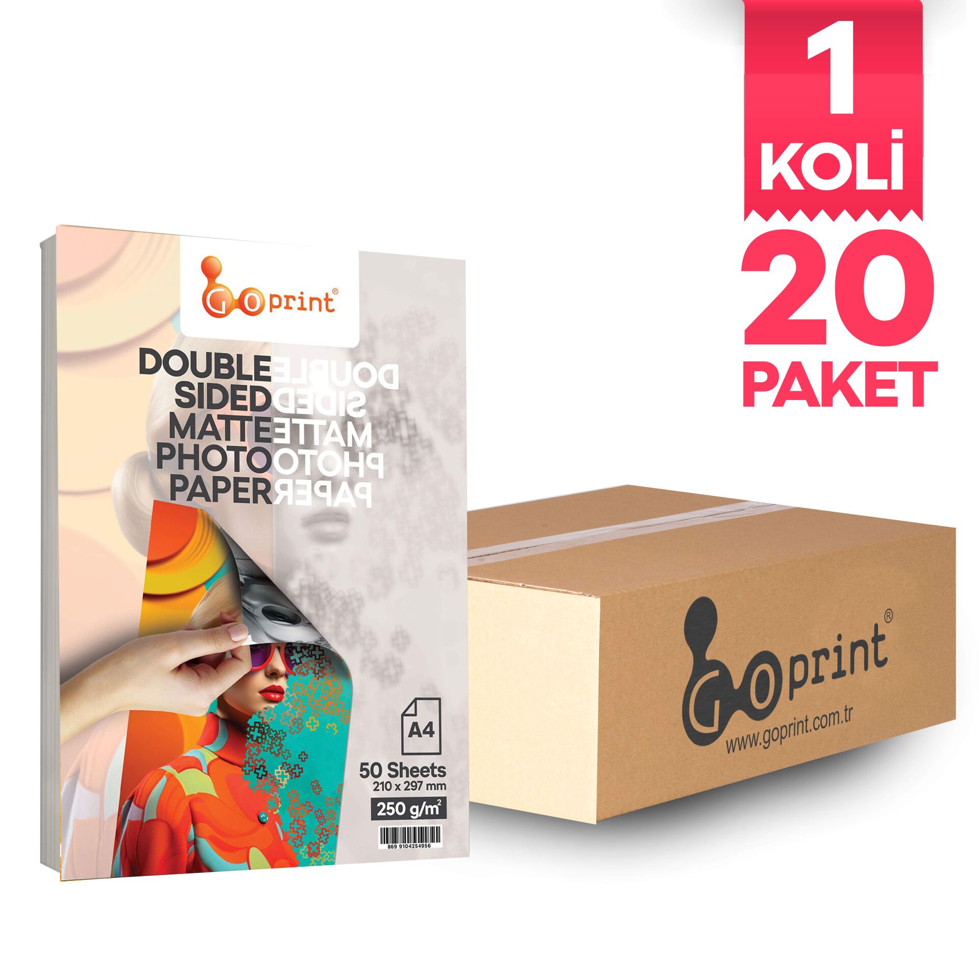 1 Koli Goprint Çift Taraflı Mat Fotoğraf Kağıdı A4 250gr 50 yaprak