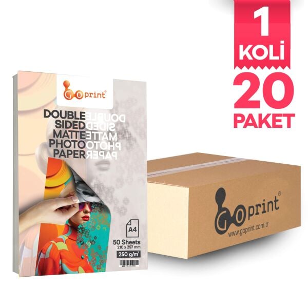 1 Koli Goprint Çift Taraflı Mat Fotoğraf Kağıdı A4 250gr 50 yaprak