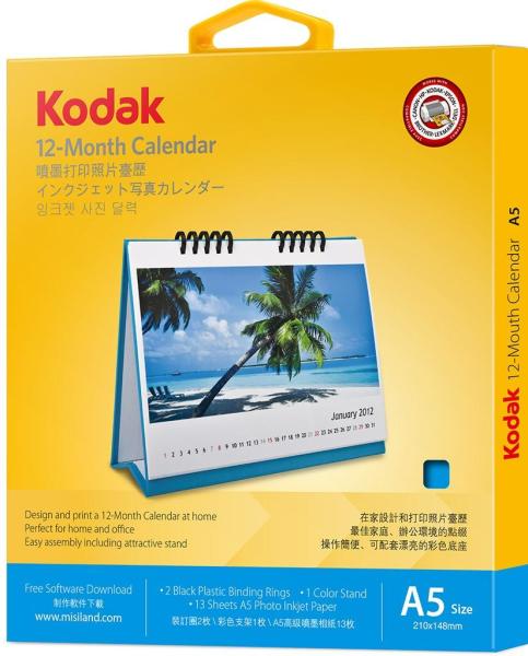 Kodak Inkjet Yazdırılabilir Masa Üstü Takvim A5 Boyutu