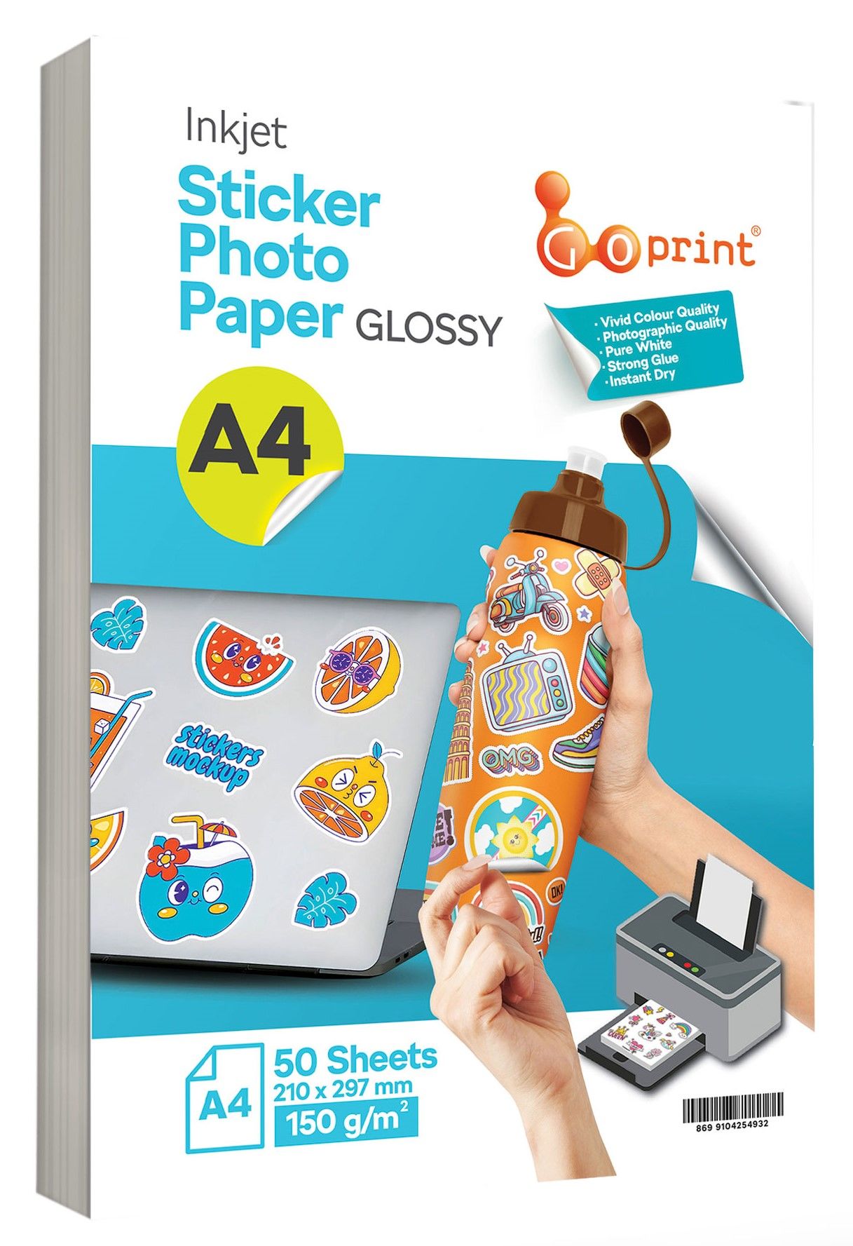 Goprint Yapışkanlı Inkjet Sticker Fotoğraf Kağıdı Parlak A4 150g 50 yaprak