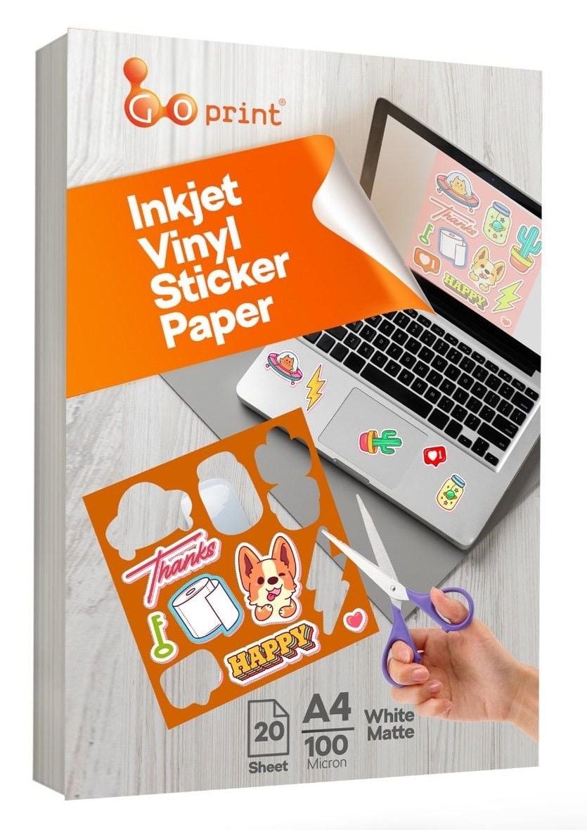 Goprint Inkjet Mat Beyaz PP Plastik Etiket  A4 20 yaprak 100 micron