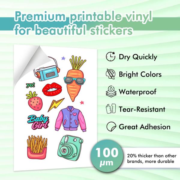 Goprint Inkjet Mat Beyaz PP Plastik Etiket  A4 20 yaprak 100 micron