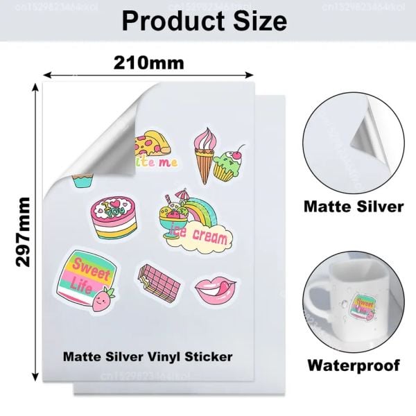 Goprint Inkjet Mat Metalik PP Plastik Etiket  A4 20 yaprak 80 micron