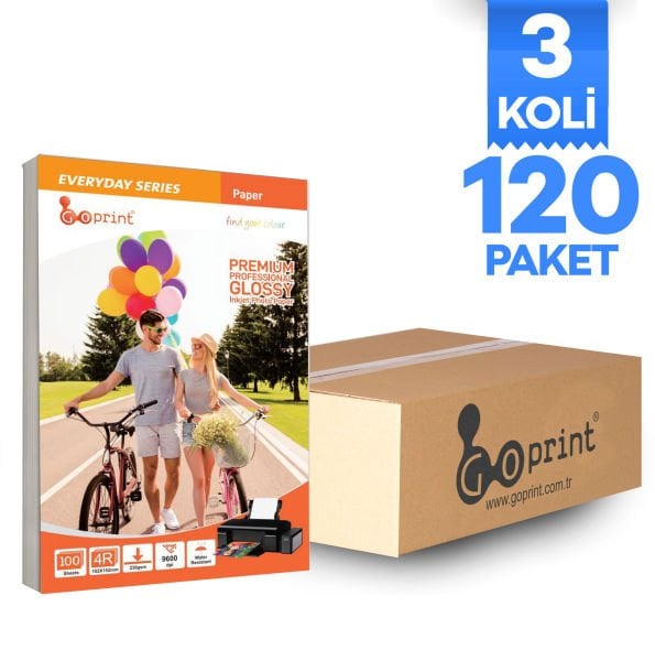 3 Koli Goprint EVERYDAY Serisi Parlak 4R 10x15cm Fotoğraf Kağıdı 230gr 100 Yaprak
