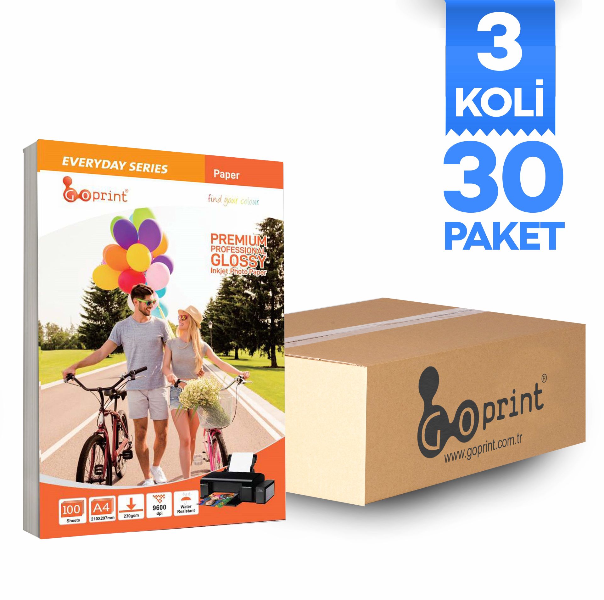 3 Koli Goprint EVERYDAY Serisi Parlak A4 Fotoğraf Kağıdı 230gr 100 Yaprak