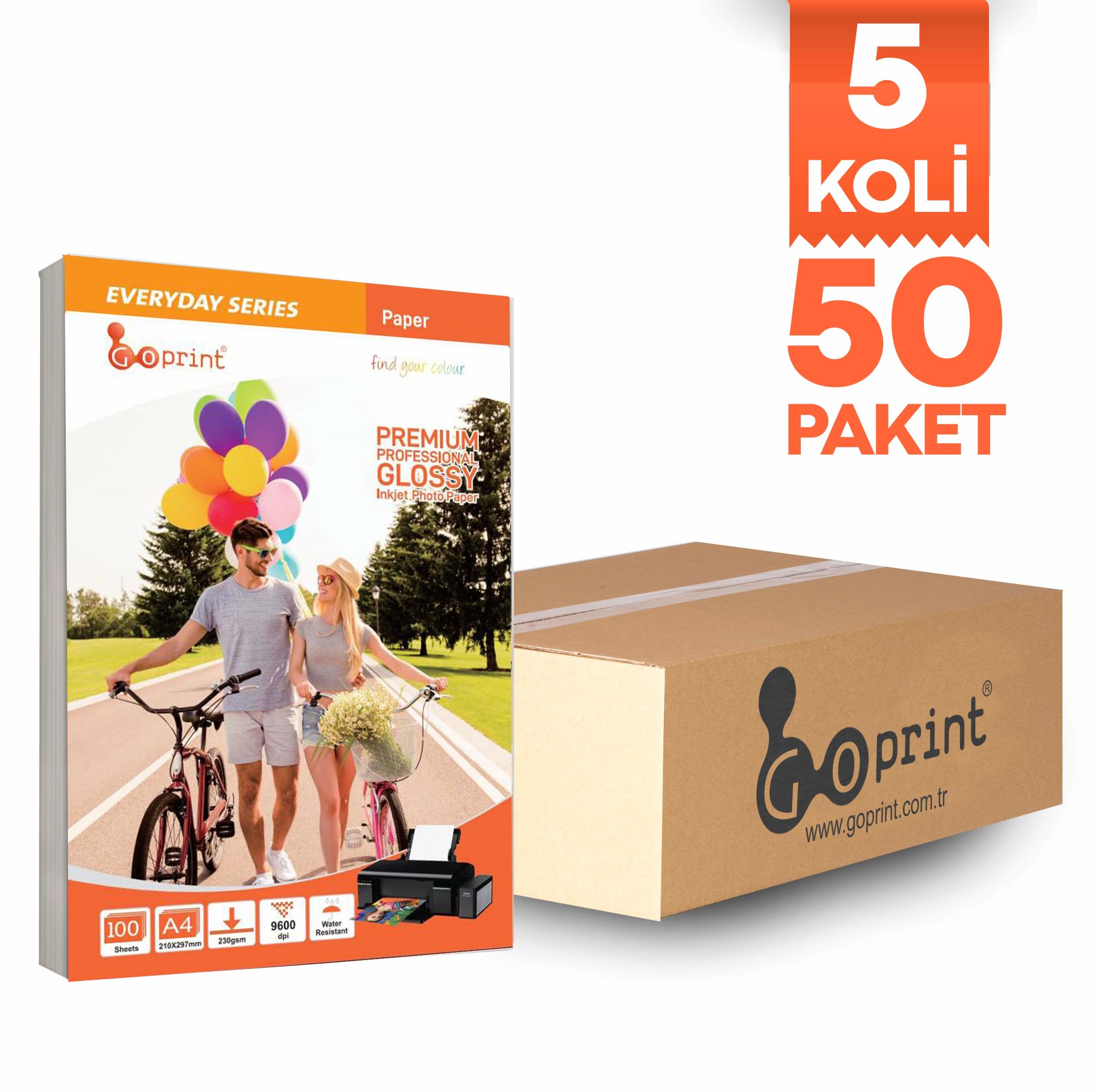 5 Koli Goprint EVERYDAY Serisi Parlak A4 Fotoğraf Kağıdı 230gr 100 Yaprak