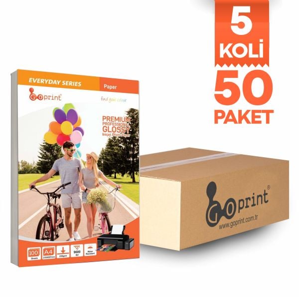 5 Koli Goprint EVERYDAY Serisi Parlak A4 Fotoğraf Kağıdı 230gr 100 Yaprak