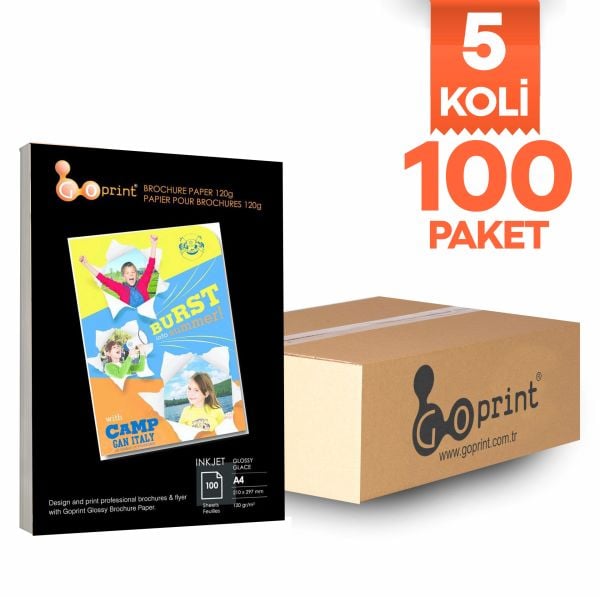 5 Koli Goprint Inkjet Parlak Fotoğraf Kağıdı A4 120gr, 100 Yaprak
