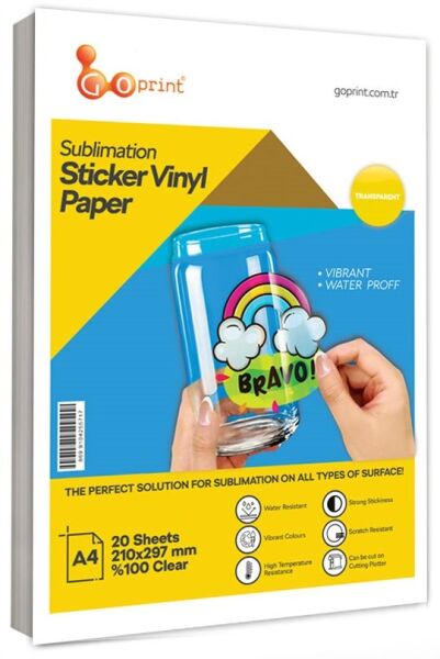 Goprint Süblimasyon Şeffaf Etiket A4 20 yaprak %100 Şeffaf