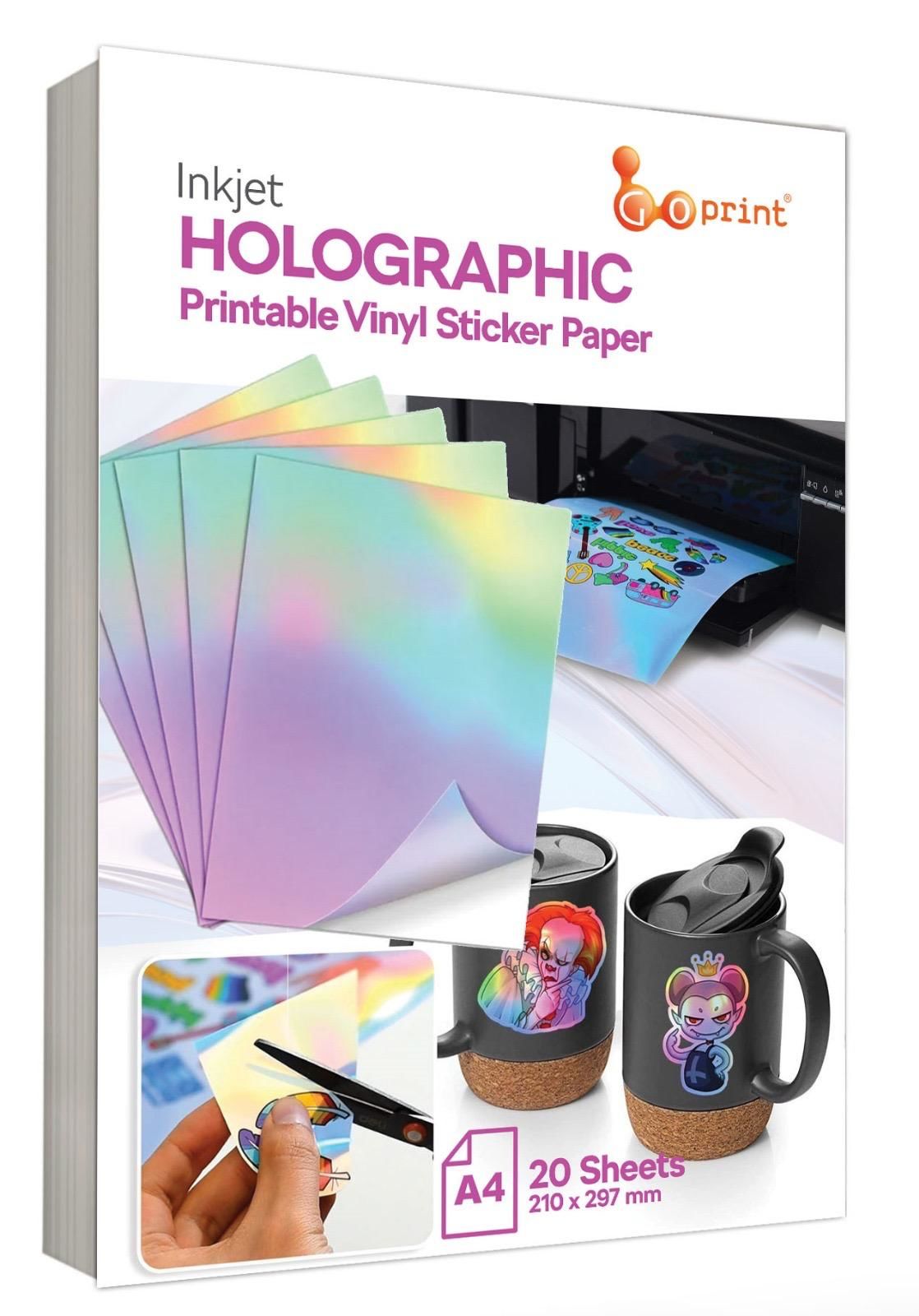 Goprint Inkjet Hologram Metalik PP Plastik Etiket  A4 20 yaprak 80 micron