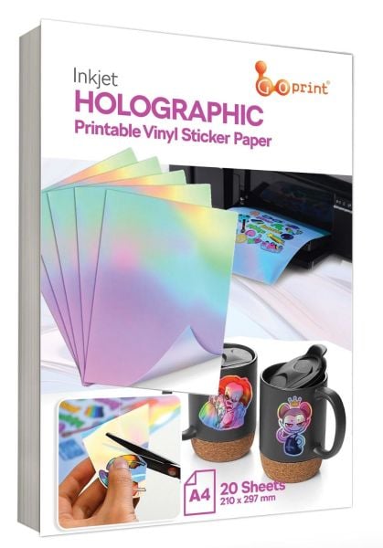 Goprint Inkjet Hologram Metalik PP Plastik Etiket  A4 20 yaprak 80 micron