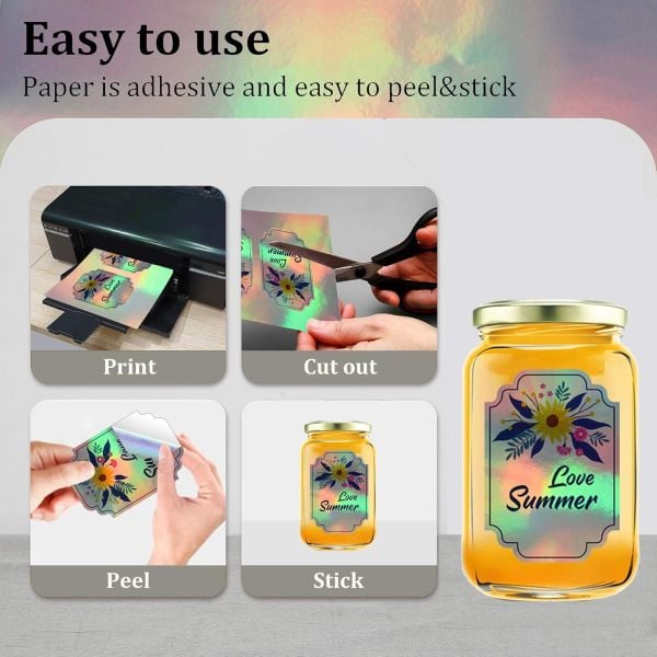 Goprint Inkjet Hologram Metalik PP Plastik Etiket  A4 20 yaprak 80 micron