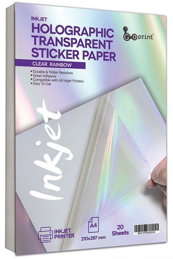 Goprint Inkjet Hologramlı Şeffaf PET Plastik Etiket A4 20 yaprak 80 micron
