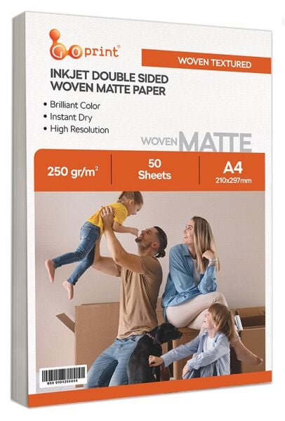 Goprint Dokulu Çift Taraflı Woven Mat Fotoğraf Kağıdı 250gr A4 50 yaprak