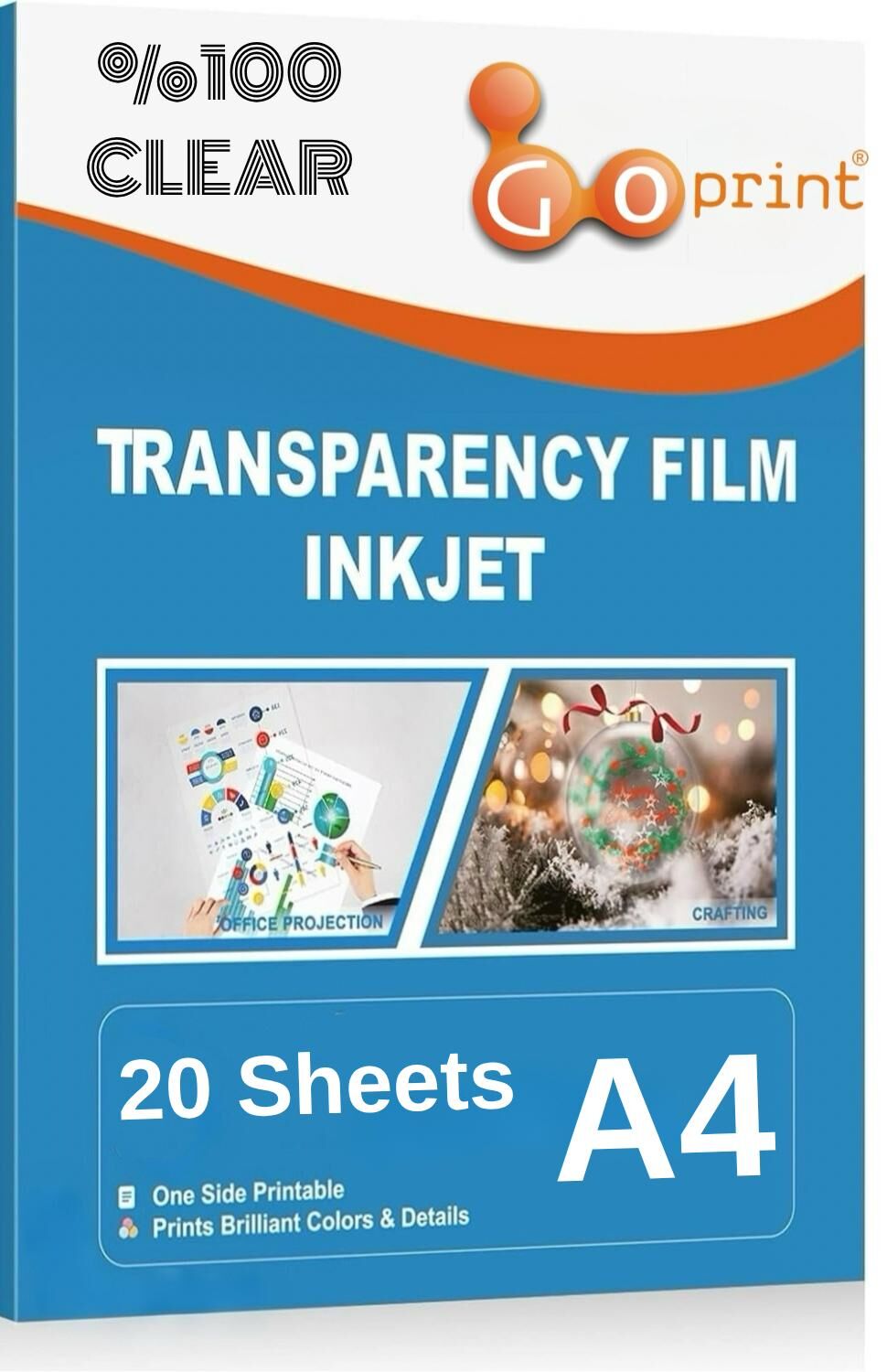 Goprint Inkjet Yazdırılabilir Şeffaf Film A4 20 Yaprak
