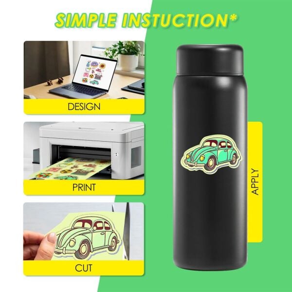 Goprint Inkjet Karanlıkta Parlayan PP Plastik Etiket Sticker Kağıdı A4 5 yaprak