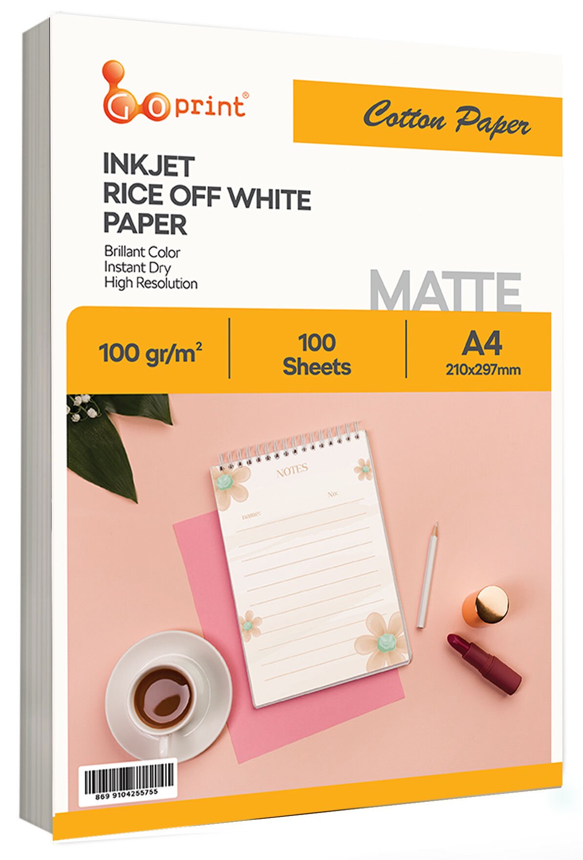 Goprint Inkjet Açık Sarı Mat Pamuk Kağıt A4 100gr 100 yaprak