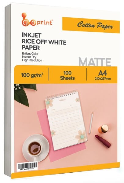 Goprint Inkjet Açık Sarı Mat Pamuk Kağıt A4 100gr 100 yaprak