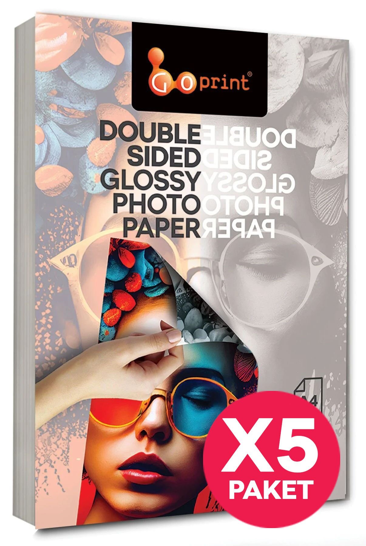 5 paket Goprint Çift Taraflı Parlak Fotoğraf Kağıdı A4 260gr 50 yaprak