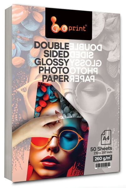 5 paket Goprint Çift Taraflı Parlak Fotoğraf Kağıdı A4 260gr 50 yaprak