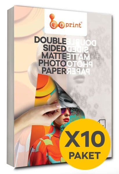 10 Paket Goprint Çift Taraflı Mat Fotoğraf Kağıdı A4 250gr 50 yaprak
