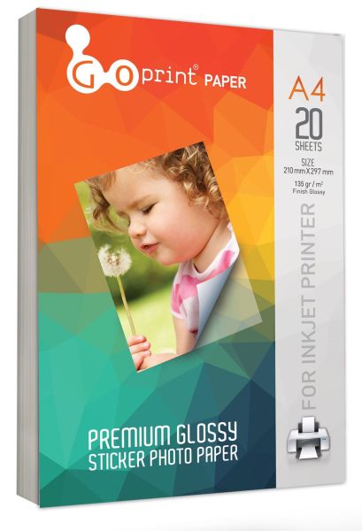 Goprint STICKER Yapışkanlı Fotoğraf Kağıdı Parlak A4 135 gr, 20 Yaprak