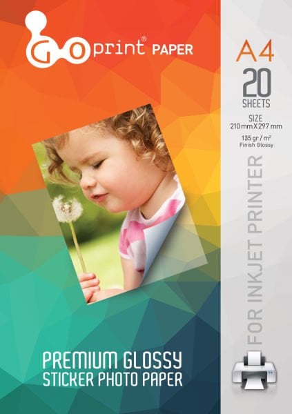 Goprint STICKER Yapışkanlı Fotoğraf Kağıdı Parlak A4 135 gr, 20 Yaprak