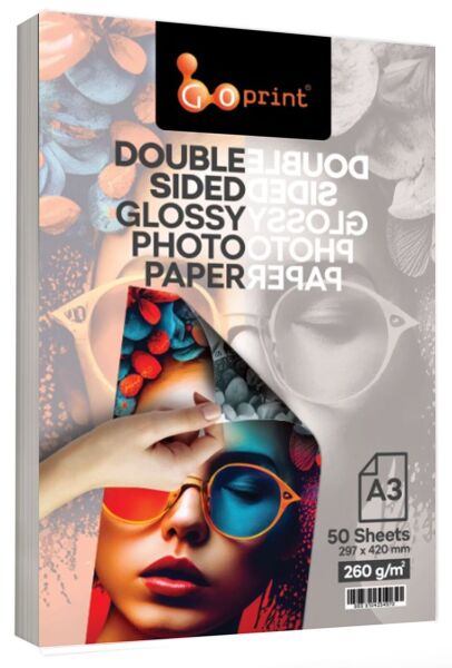 5 Paket Goprint Çift Taraflı Parlak Fotoğraf Kağıdı A3 260gr 50 yaprak