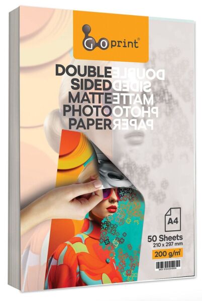 10 Paket Goprint Çift Taraflı Mat Fotoğraf Kağıdı A4 200gr 50 yaprak