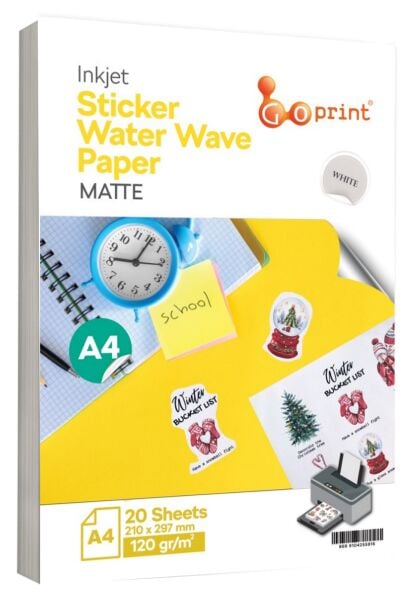 Goprint Yapışkanlı Inkjet Sticker Su Dalgası Mat Beyaz A4 120g 50 yaprak