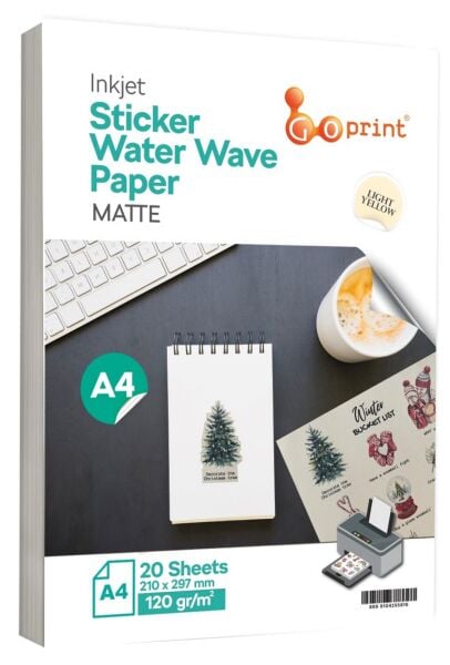 Goprint Yapışkanlı Inkjet Sticker Su Dalgası Mat Açık Sarı A4 120g 50 yaprak