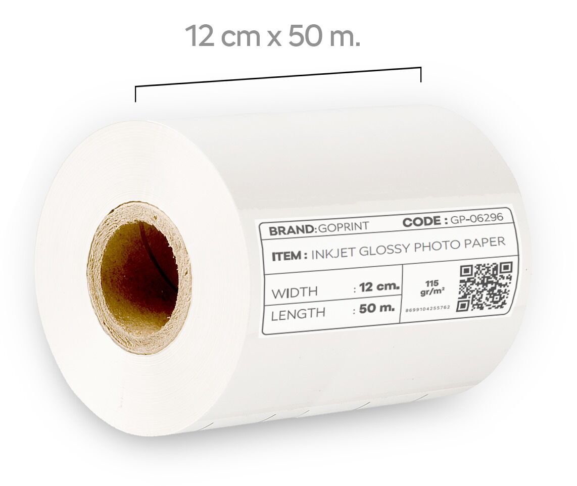 Goprint Inkjet Rulo Fotoğraf Kağıdı 120gr, 12cm x 50metre