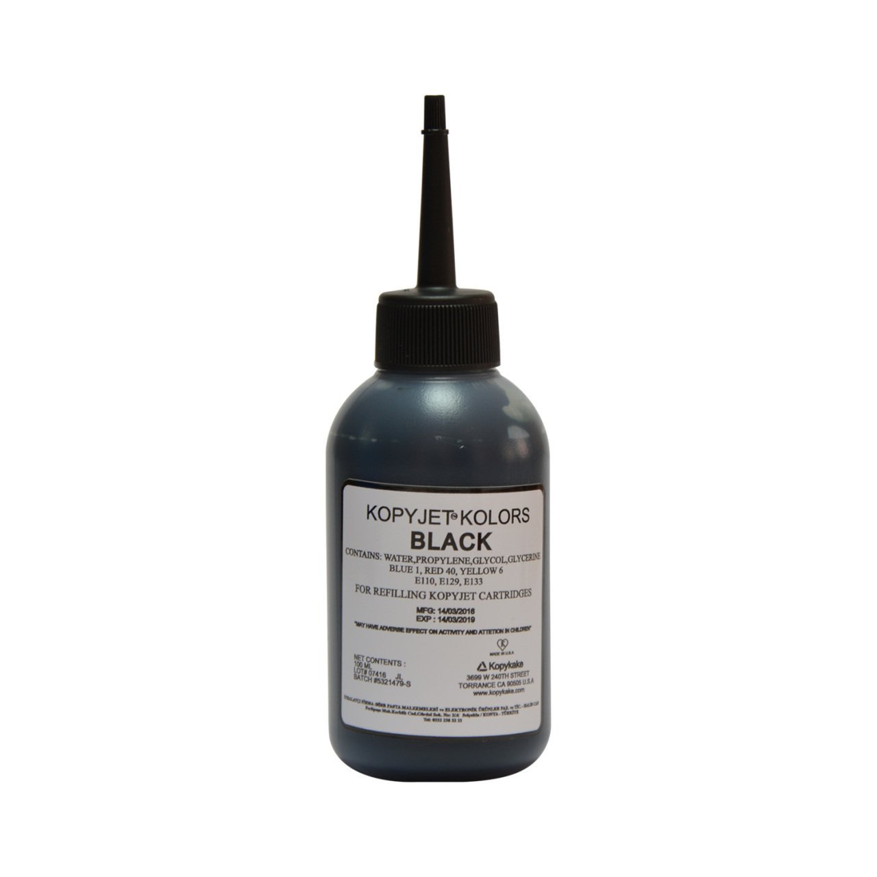 KOPYJET KOLORS SİYAH BK GIDA MÜREKKEBİ 80 ml (Epson-Canon Tanklı Yazıcı İçin)