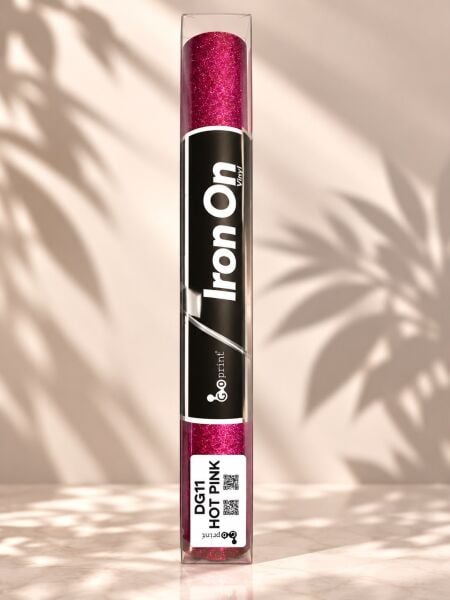 Goprint Glitter Serisi Iron-On Hot Pink HTV – Simli Isı Transfer Vinili 30.5 cm x 1.52 metre