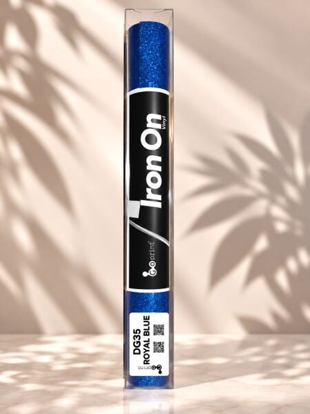 Goprint Glitter Serisi Iron-On Royal Blue HTV – Simli Isı Transfer Vinili 30.5 cm x 1.52 metre