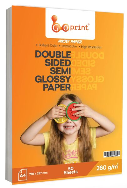 Goprint Çift Taraflı Yarı Parlak Fotoğraf Kağıdı A4 260gr 50 yaprak