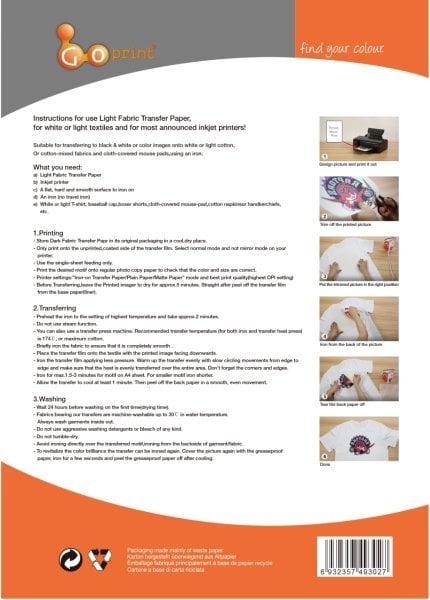 GOPRINT Açık Zemin Pamuklu Tshirt Transfer Baskı Kağıdı - A4 (5 ADET)
