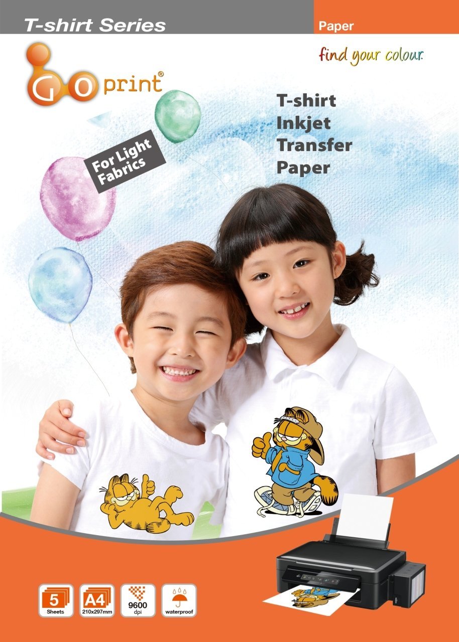 GOPRINT Açık Zemin Pamuklu Tshirt Transfer Baskı Kağıdı - A4 (5 ADET)