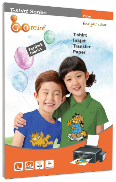 GOPRINT Koyu Zemin Pamuklu Tshirt Transfer Baskı Kağıdı - A4 (5 ADET)