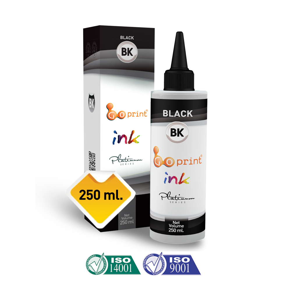 GOPRINT Black (Siyah) Kuşe Kağıt Mürekkebi 250 ml