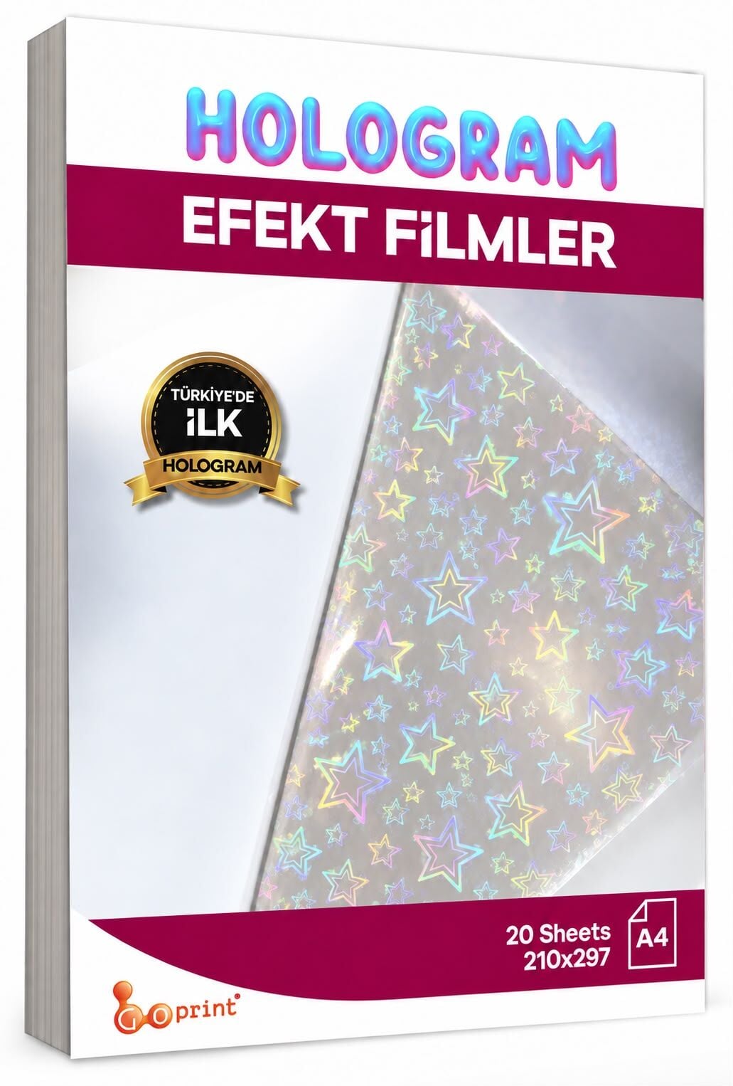 Five-Pointed Star Hologram Kaplama Filmi A4 20 yaprak
