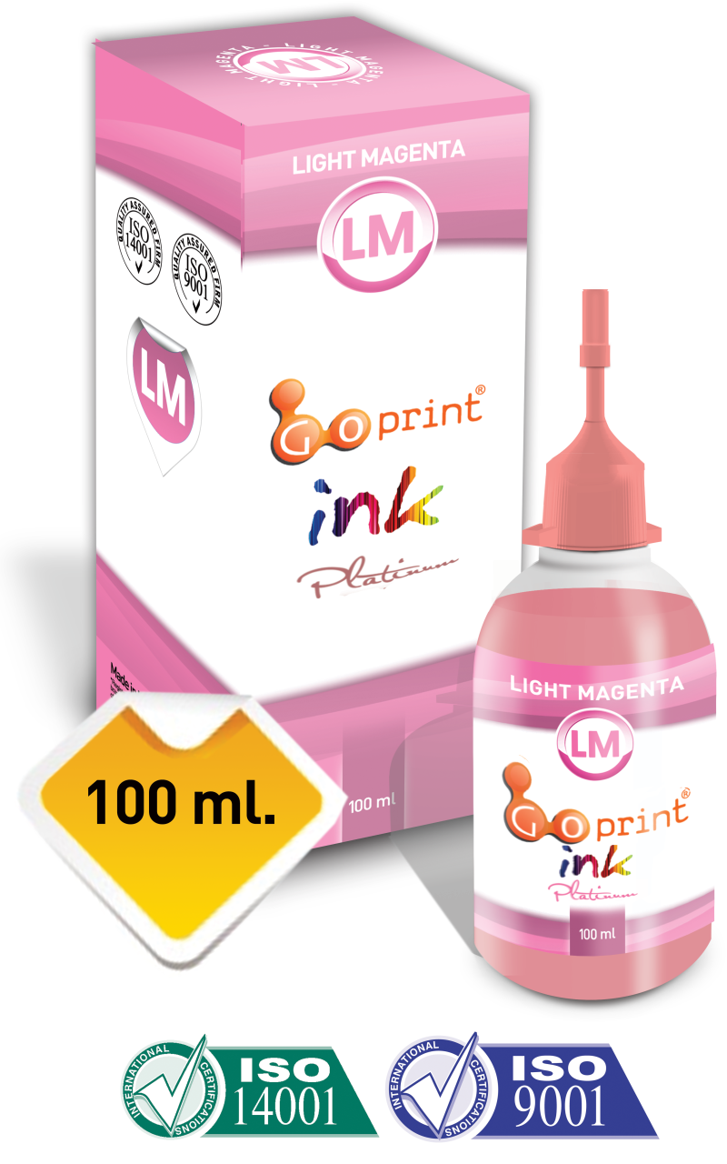 GOPRINT Light Magenta (Açık Kırmızı) Kuşe Kağıt Mürekkebi 100 ml
